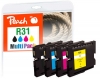 Peach Spar Pack Tintenpatronen kompatibel zu  Ricoh GC31, 405688, 405689, 405690, 405691